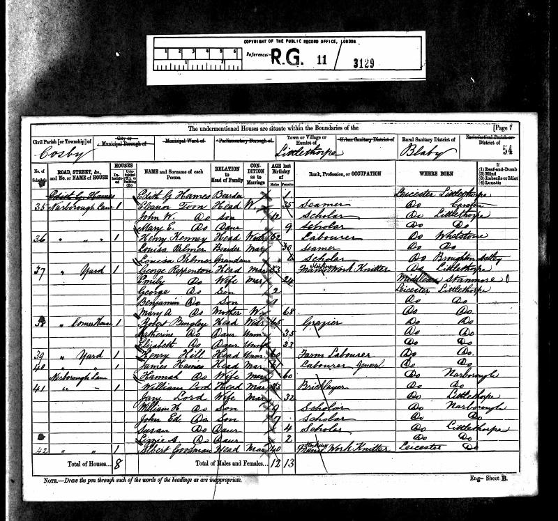 Rippington (George Repenton) 1881 Census